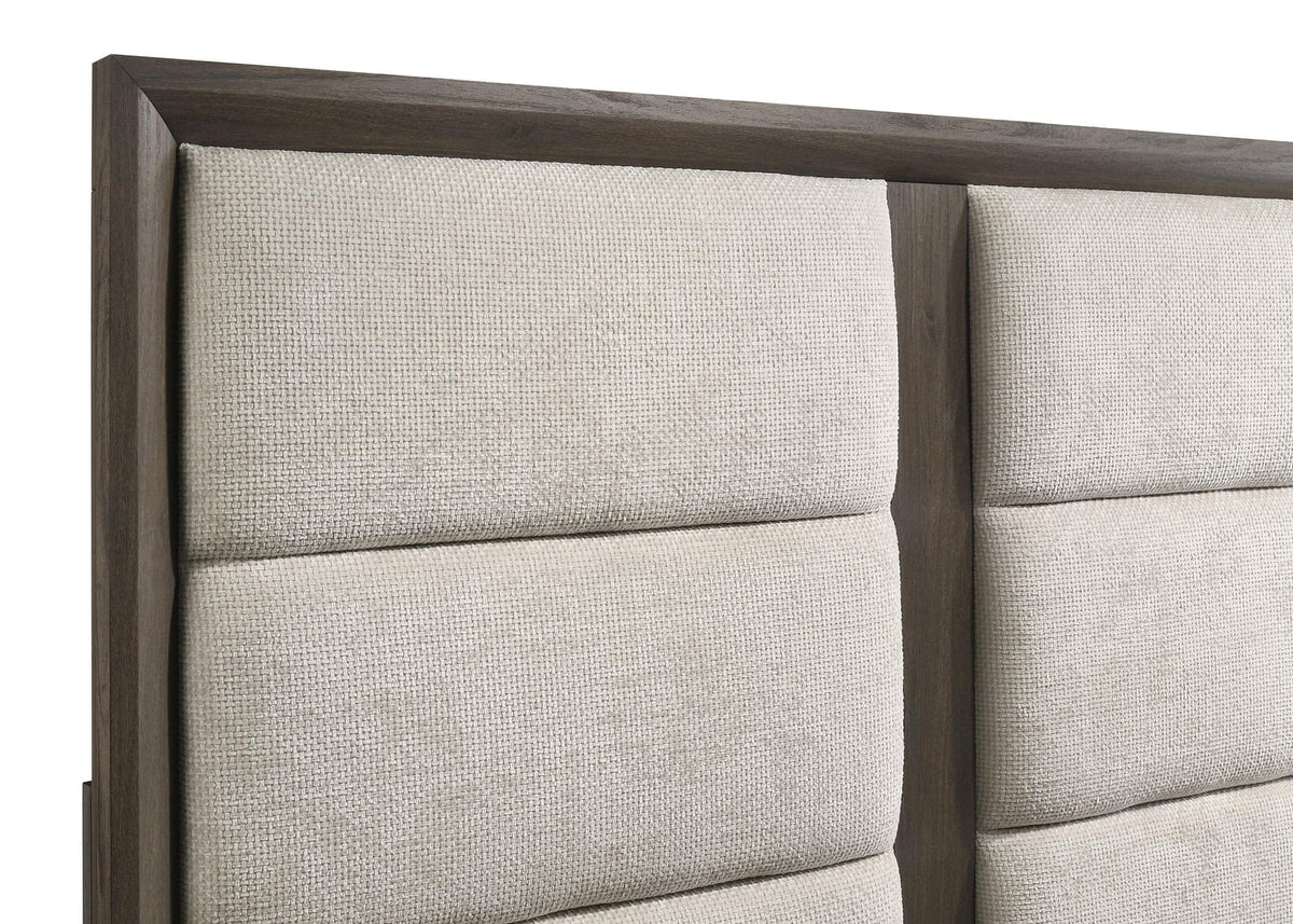 Farre Eastern King Upholstered Platform Panel Bed Dark Brown — product image 6