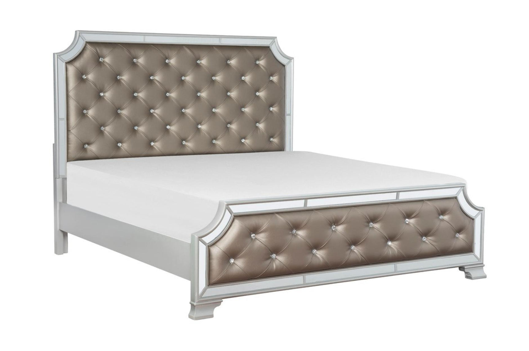 main view of Avondale Silver Upholstered Tufted Panel Bedroom Set bed