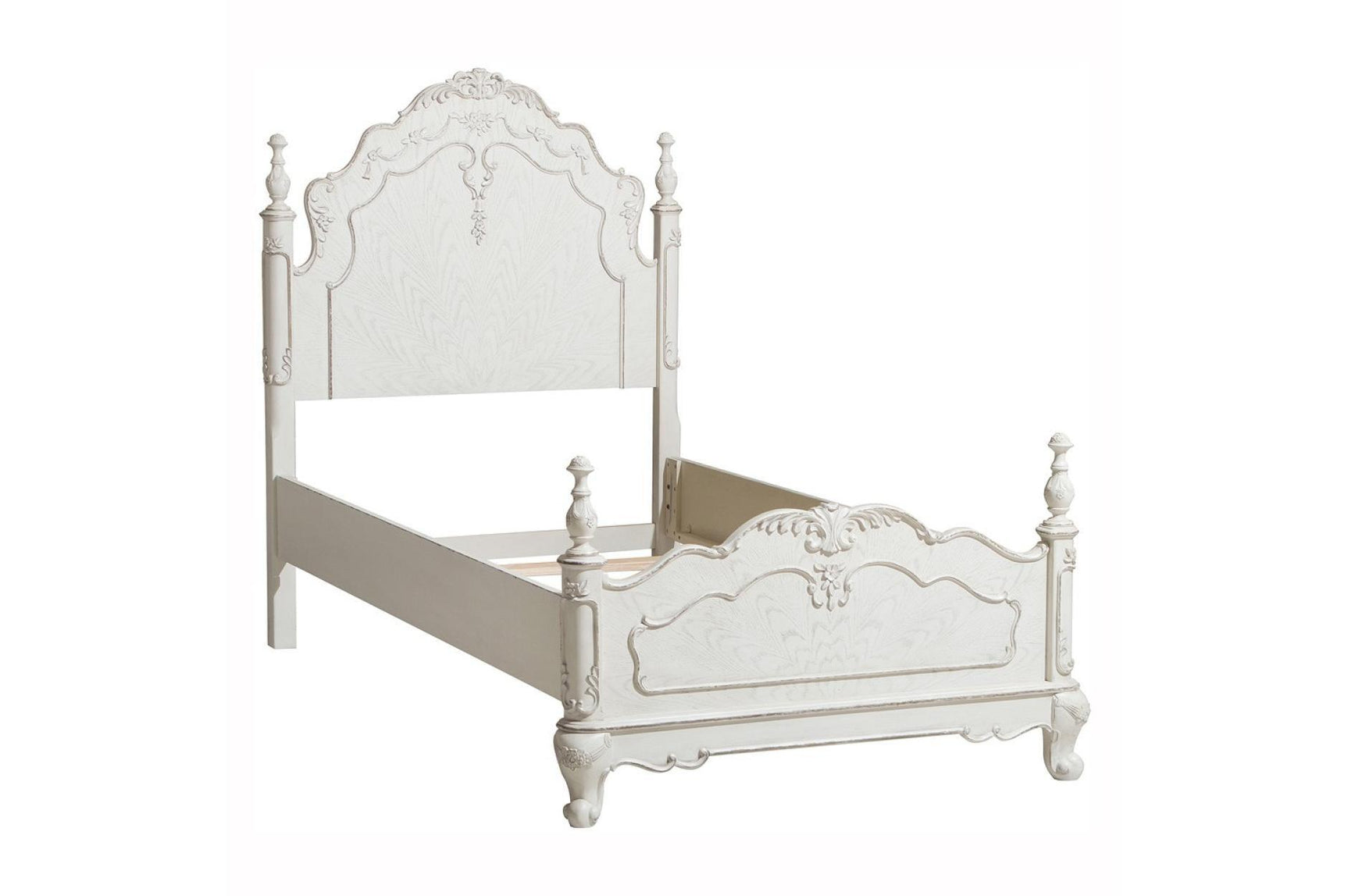 Cinderella Antique White Youth Panel Bedroom Set - Bed headboard detail