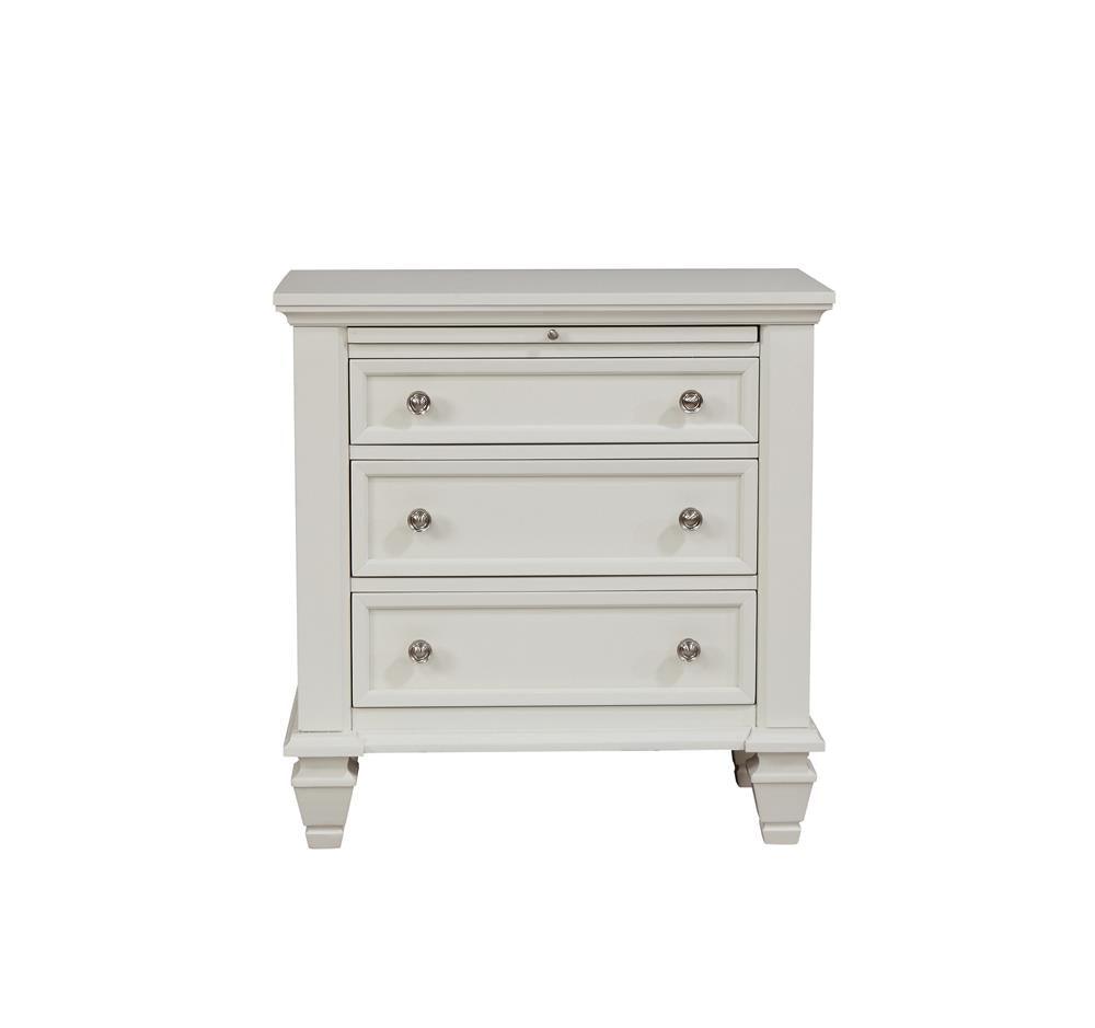 Sandy Beach White 3-Drawer Nightstand drawer detail