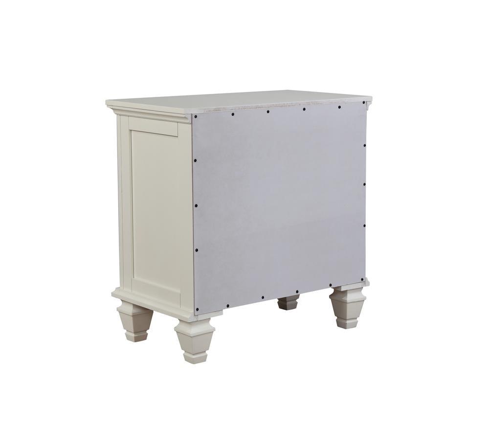 Sandy Beach White 3-Drawer Nightstand open drawer view