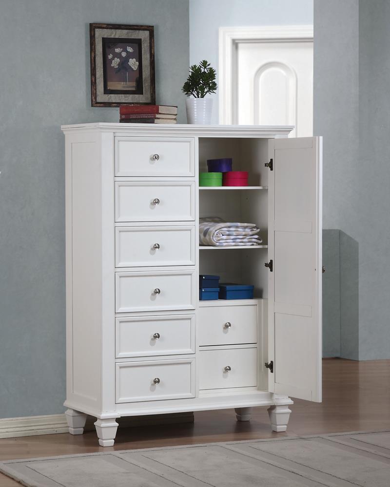 Sandy Beach 8-Drawer Man’s Chest Storage White storage capacity view