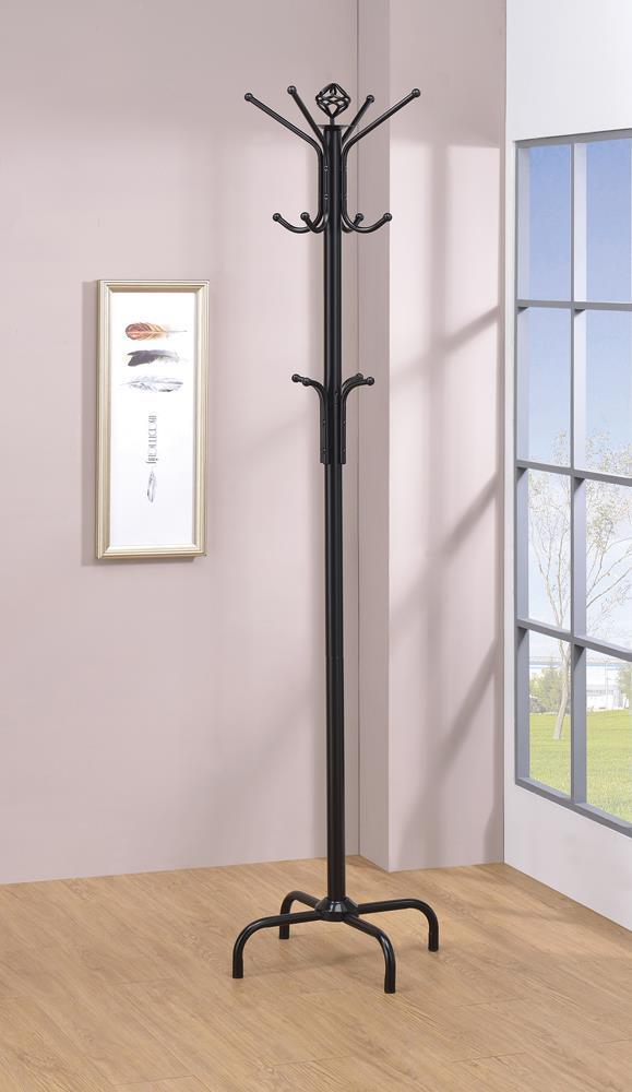 Collier coat rack side angle showing hooks