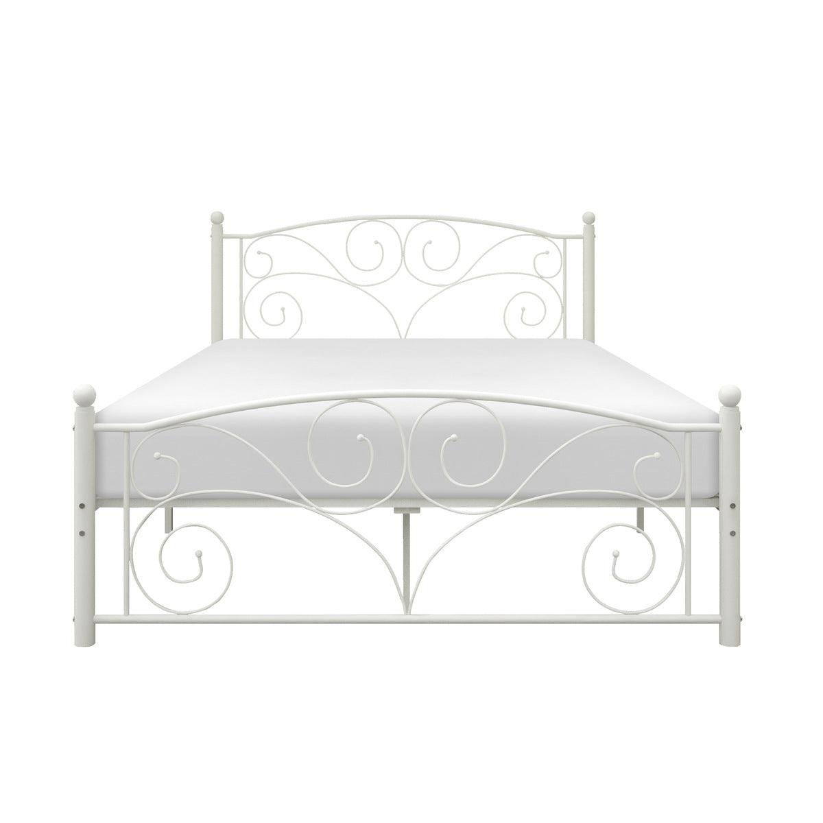 Pallina White Metal Full Platform Bed front view