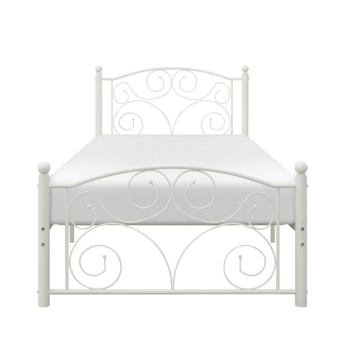 Pallina white metal twin platform bed front view