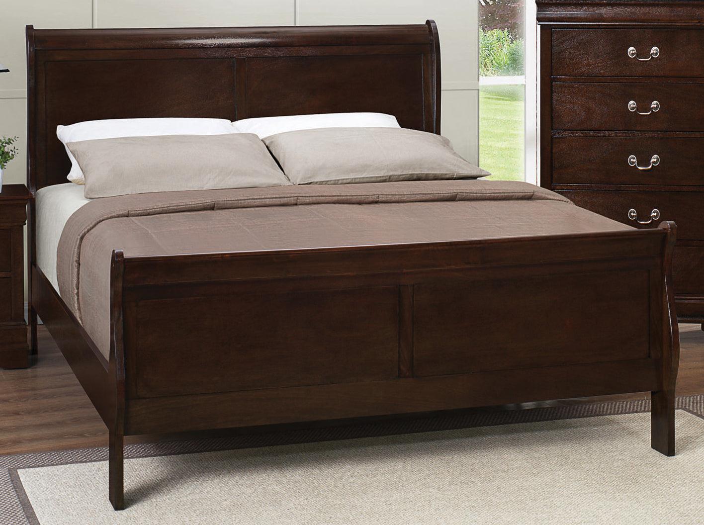 Louis Philippe Queen Panel Sleigh Bed Cappuccino - Ella Furniture