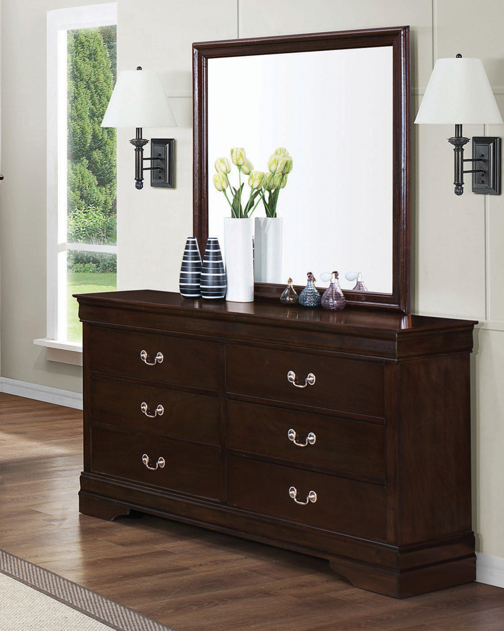 Louis Philippe Twin Panel Sleigh Bed Cappuccino - Ella Furniture