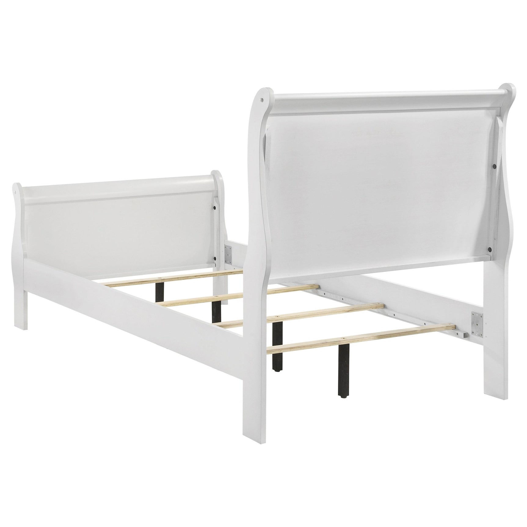 Louis Philippe 47-inch Twin Sleigh Bed detail on bedding setup