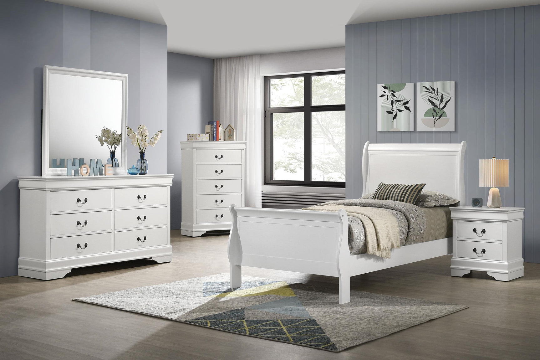 Louis Philippe Twin Sleigh Bed in bedroom setting