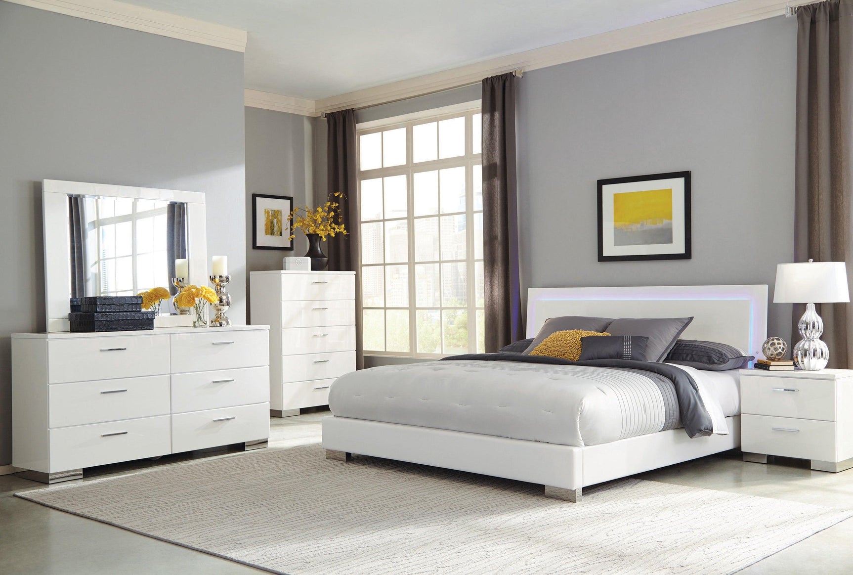 Mirror view with partial dresser reflection