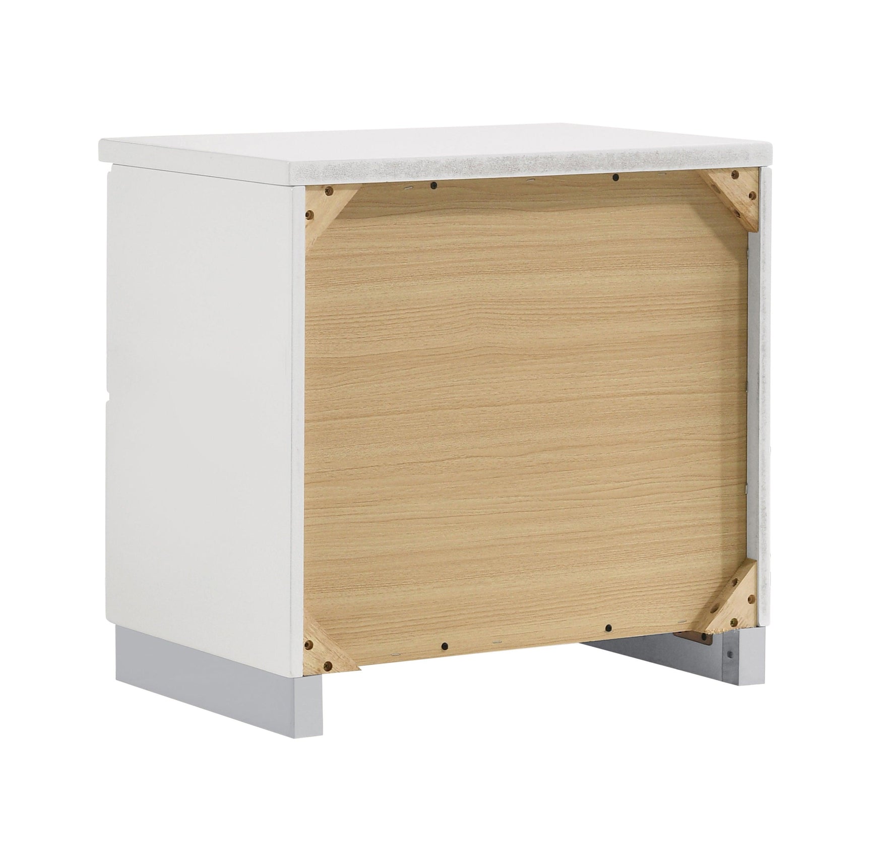 Felicity Glossy White Nightstand drawer detail