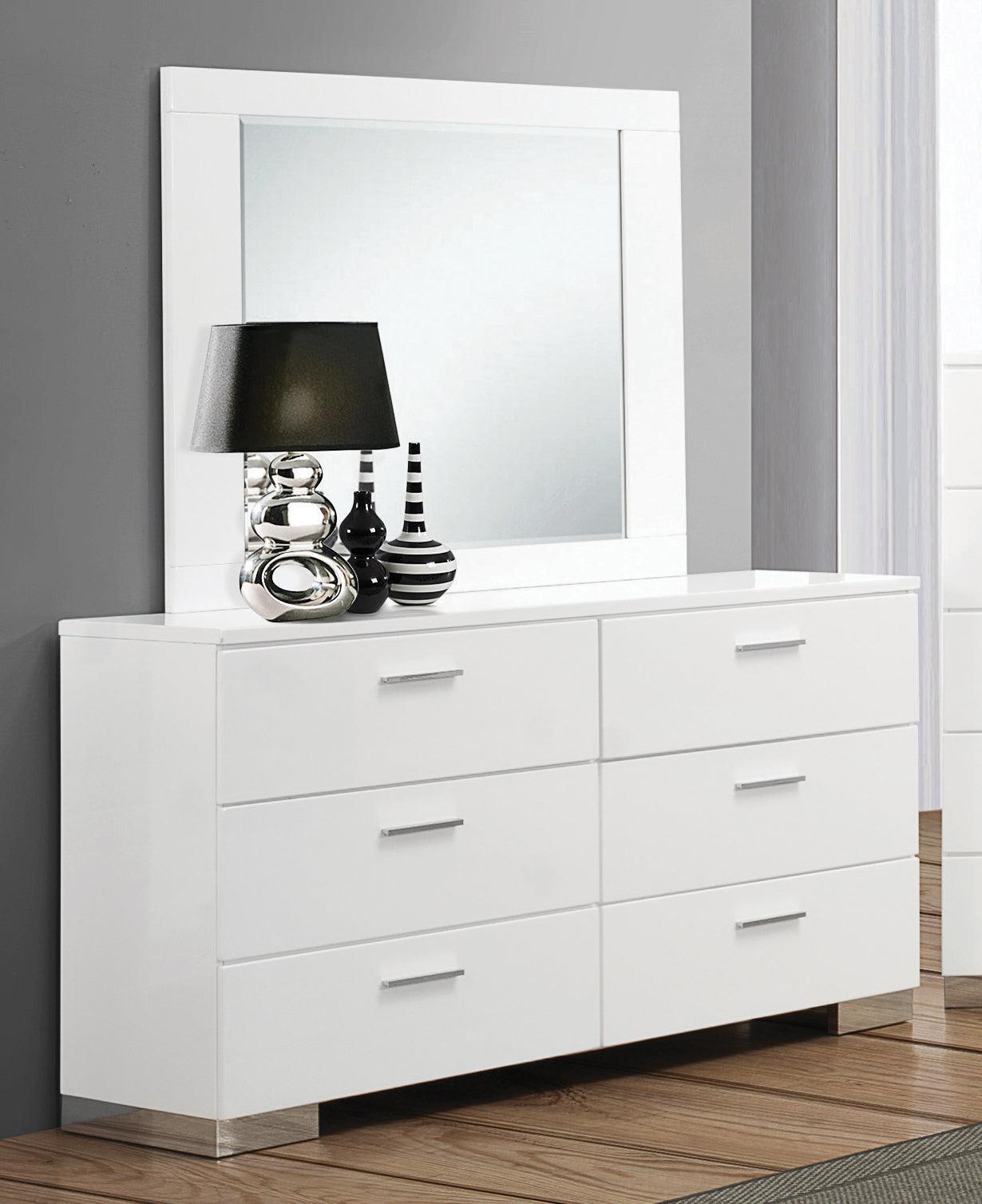 Felicity Glossy White Rectangular Dresser Mirror front view