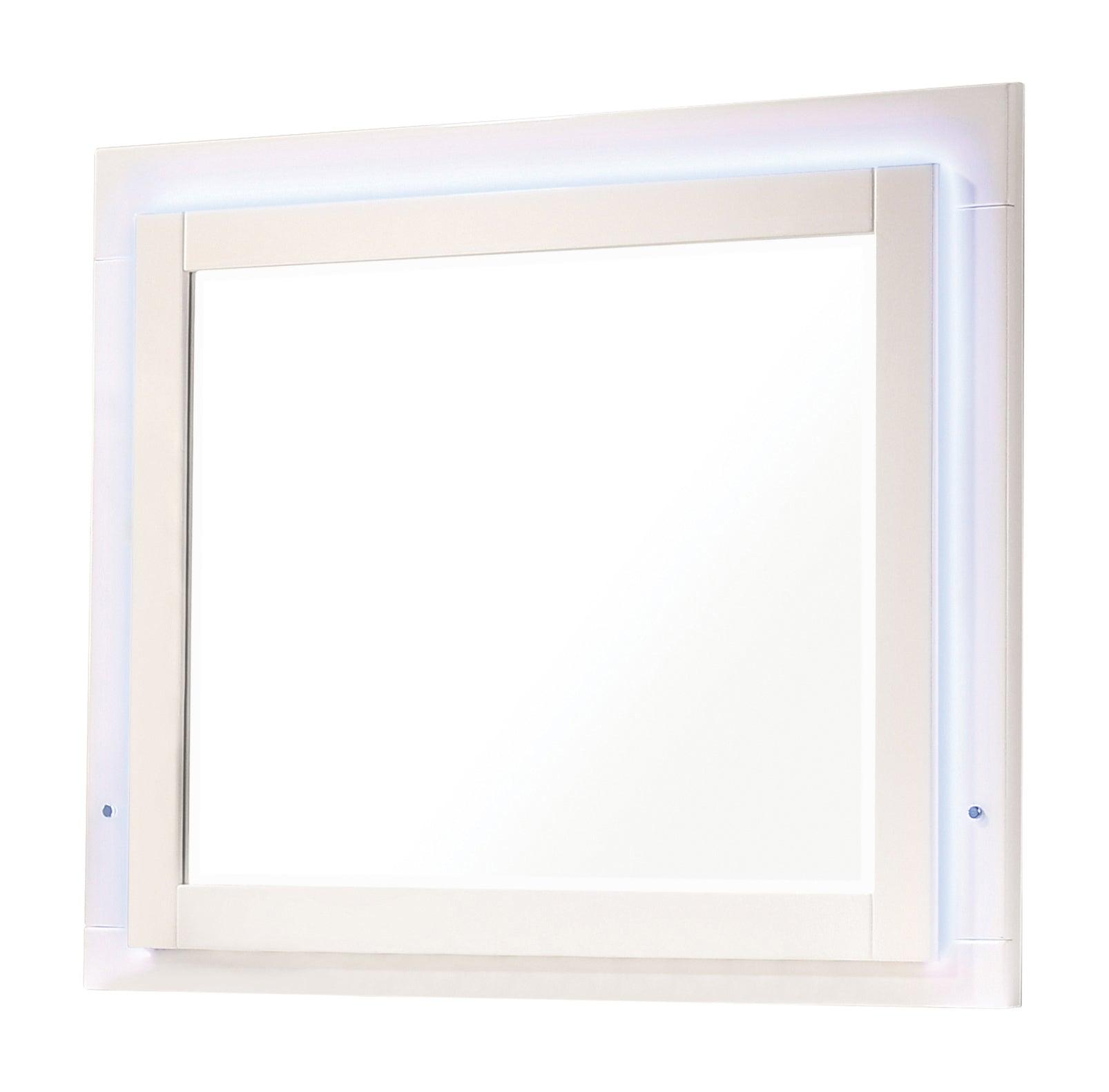 Felicity Glossy White Rectangular Dresser Mirror front view