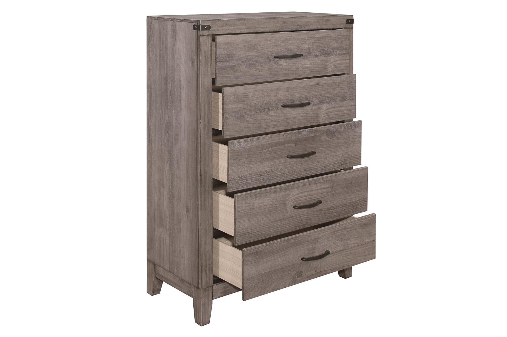Woodrow Gray Upholstered Panel Bedroom Set bed front view