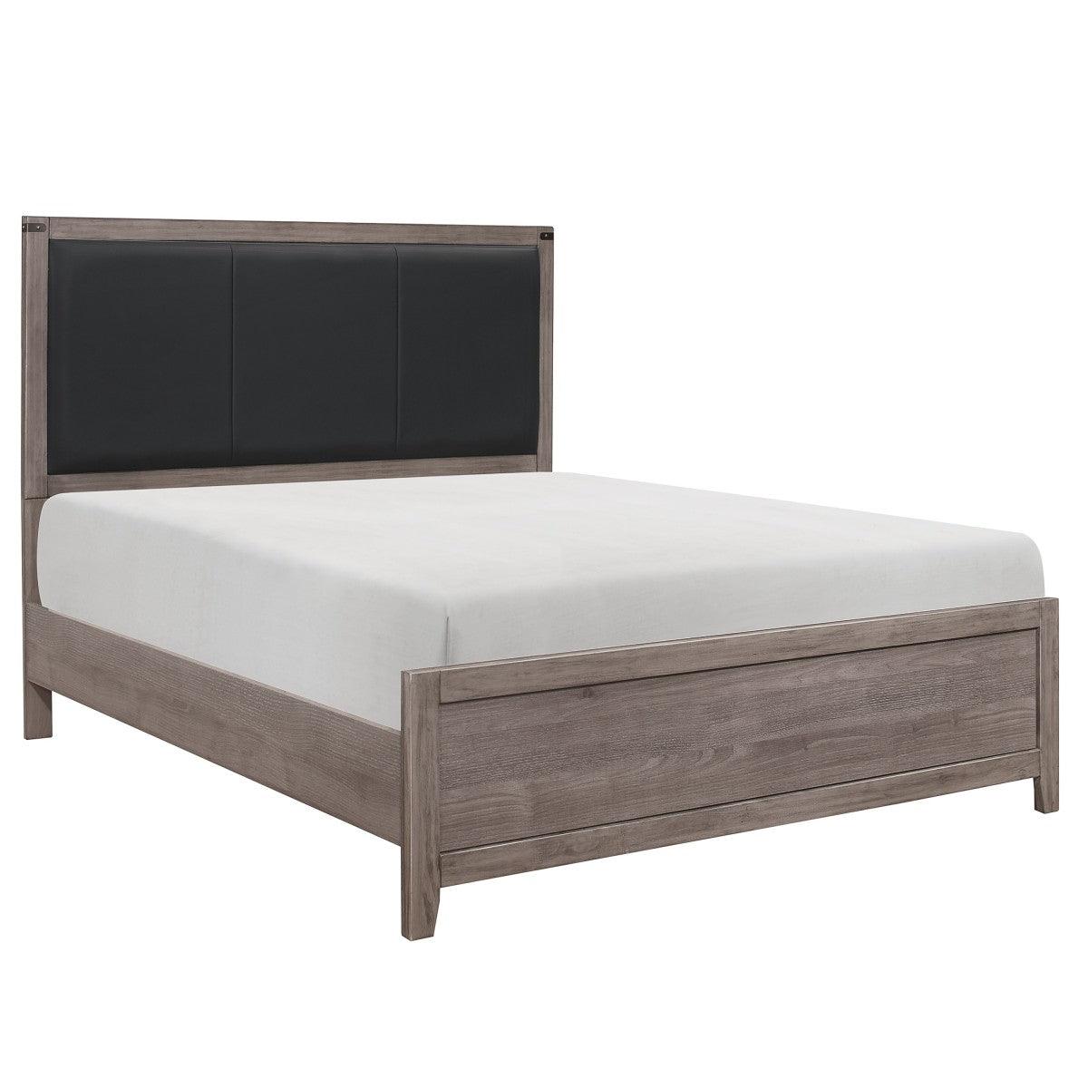 Side view of Woodrow Full Panel Bed showing metal accents and panel design