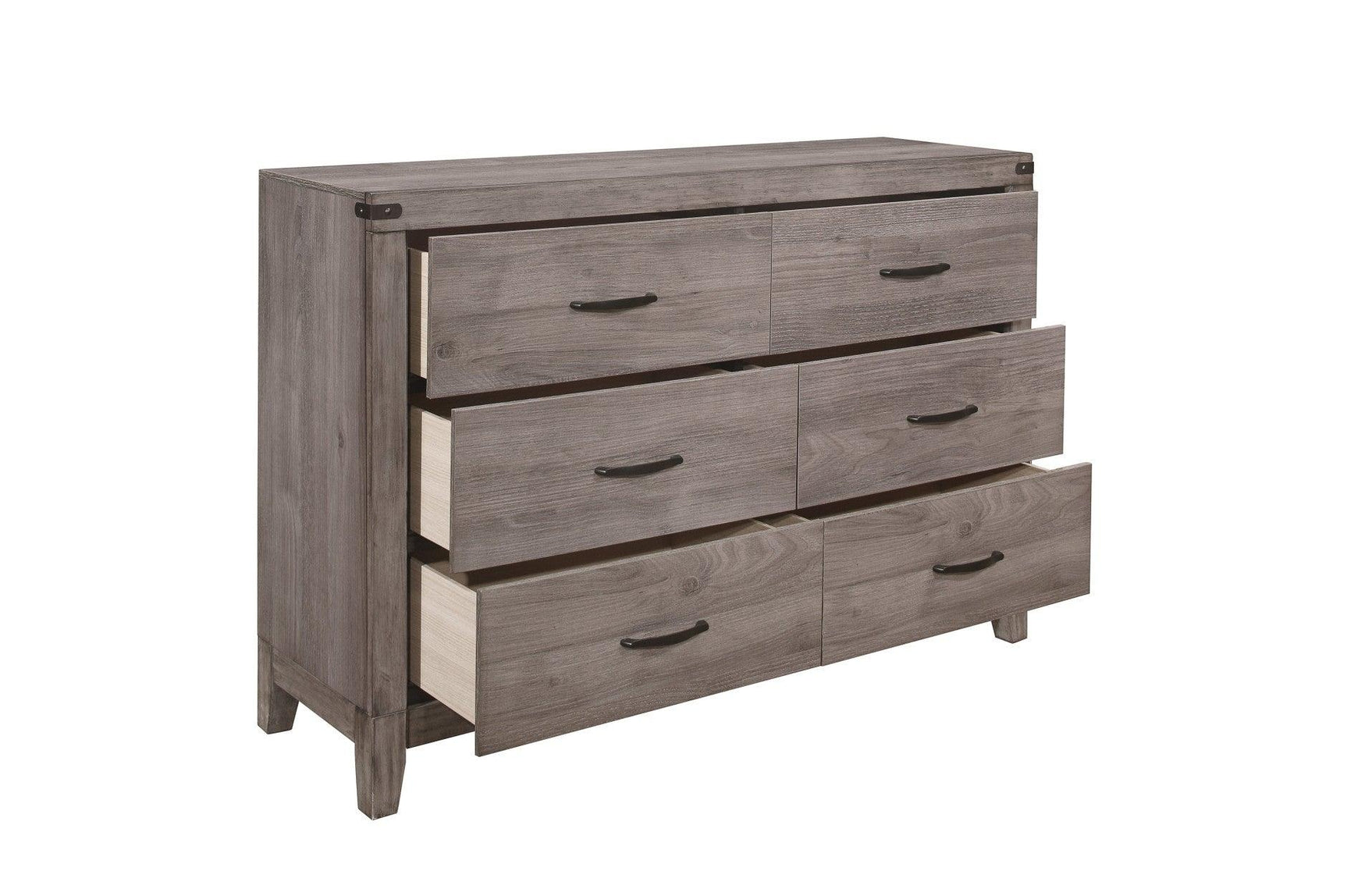 Main view of Woodrow Dark Faux Leather Side Pier bedroom bed with storage open