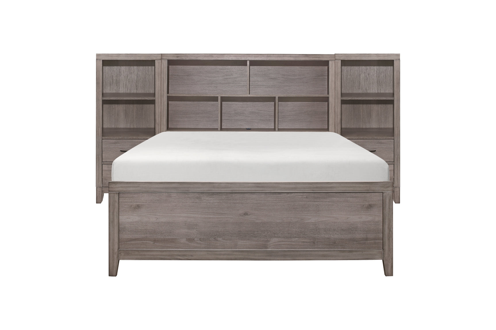 Side angle no background Woodrow Gray Bookcase Platform Bedroom Set