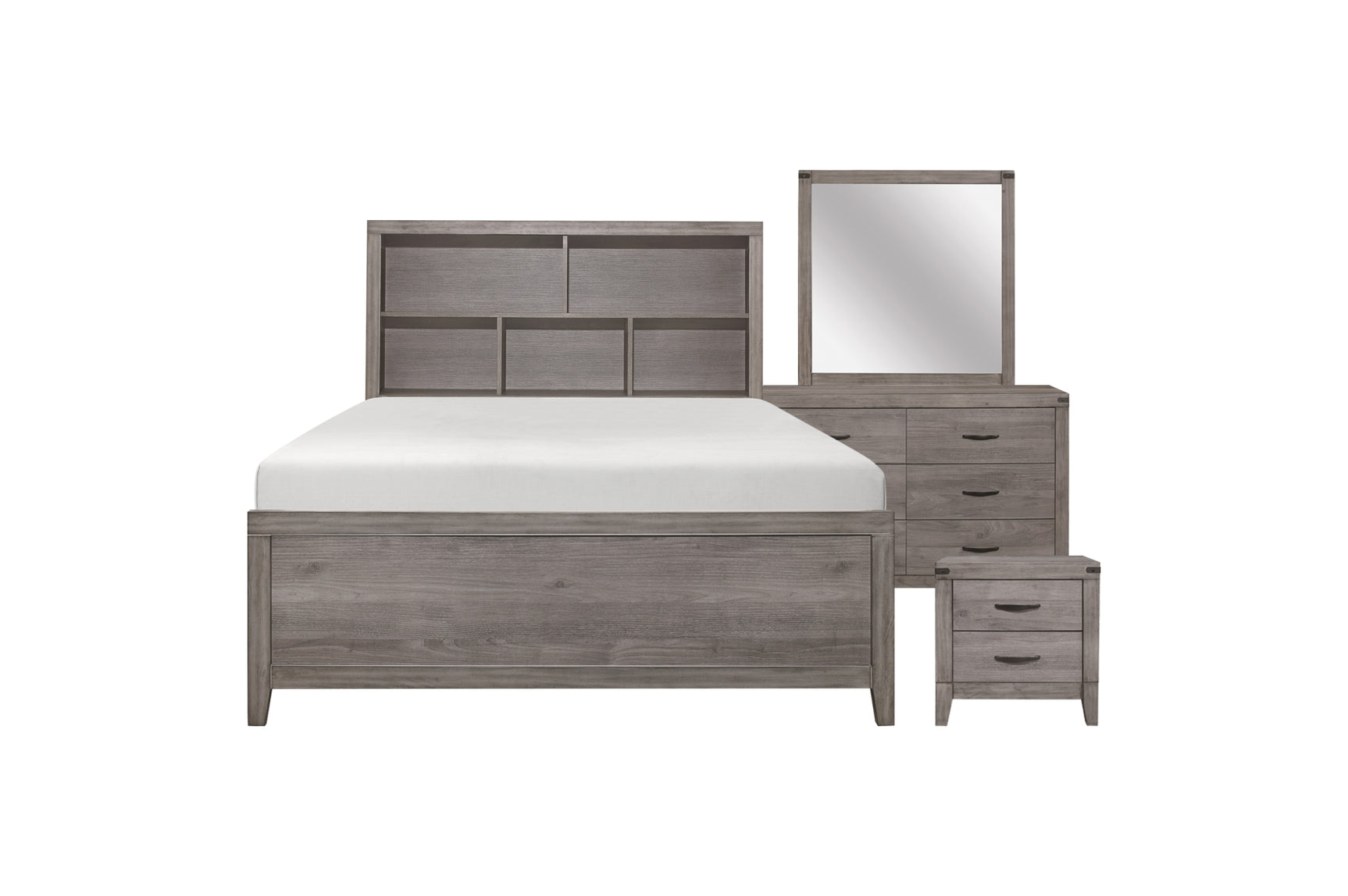 Woodrow Gray Bookcase Platform Bedroom Set bed