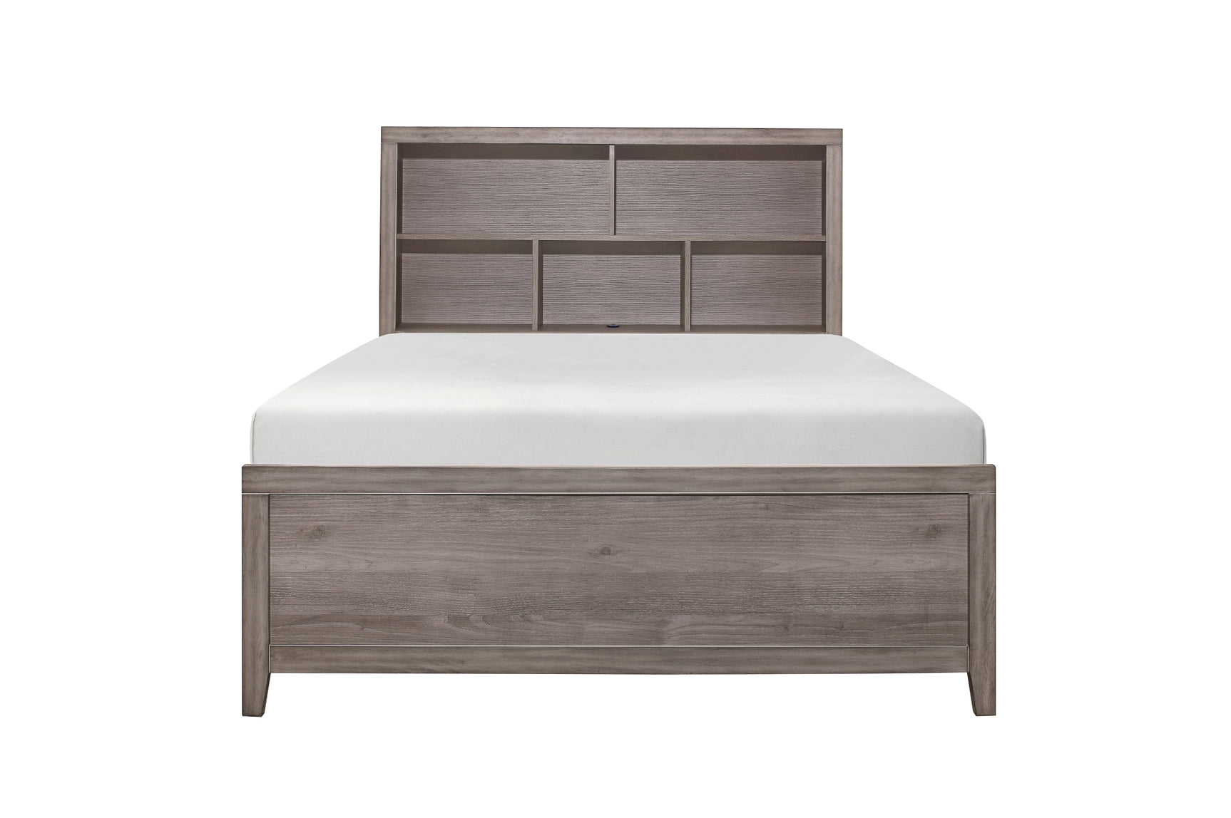 Woodrow Gray Bookcase Platform Bedroom Set main bed detail front