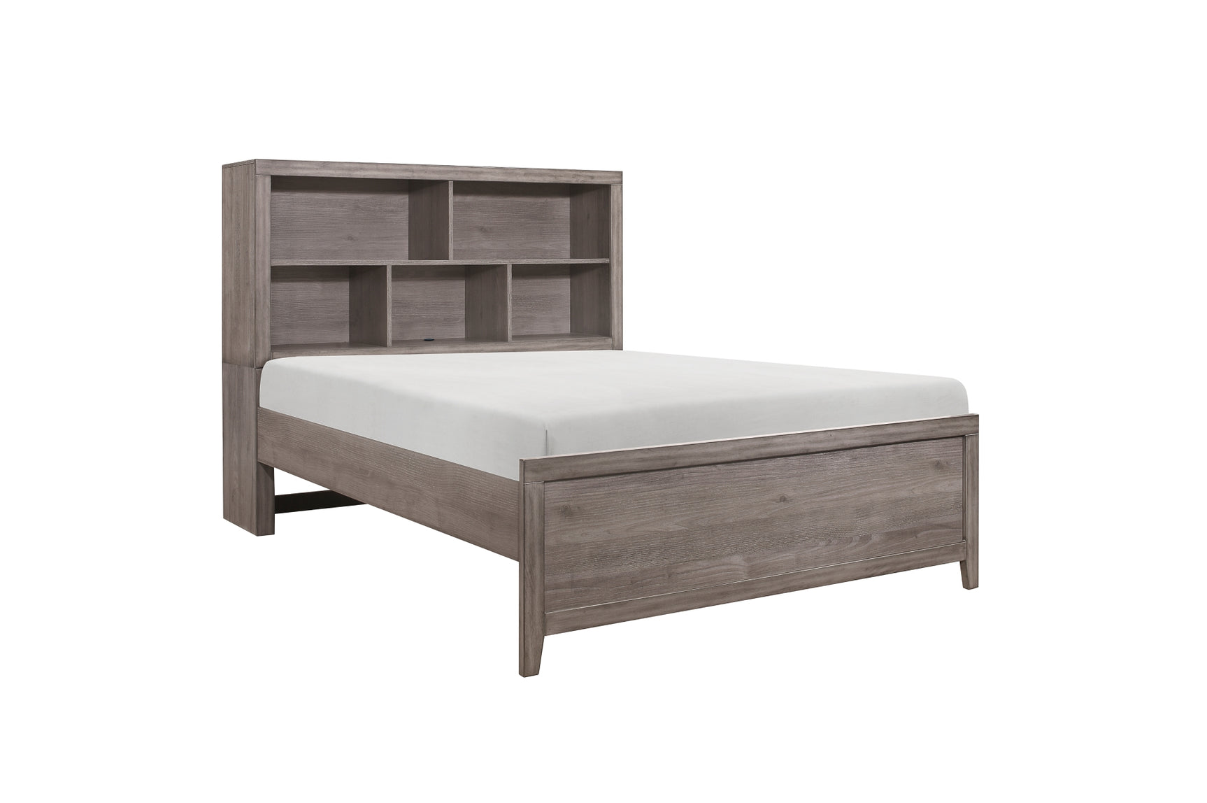 side view of Woodrow Gray Upholstered Panel Bedroom Set bed