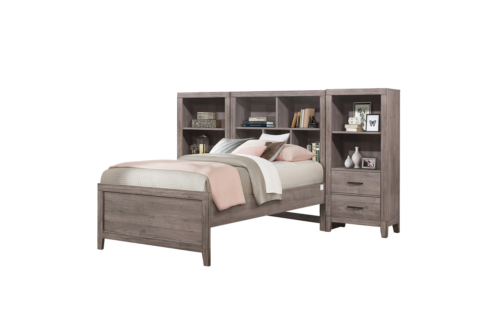Woodrow Gray Bookcase Platform Bedroom Set bed