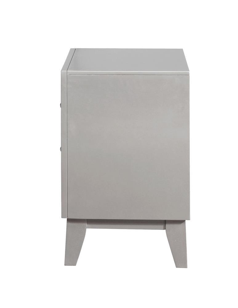 Leighton nightstand metallic mercury drawer detail