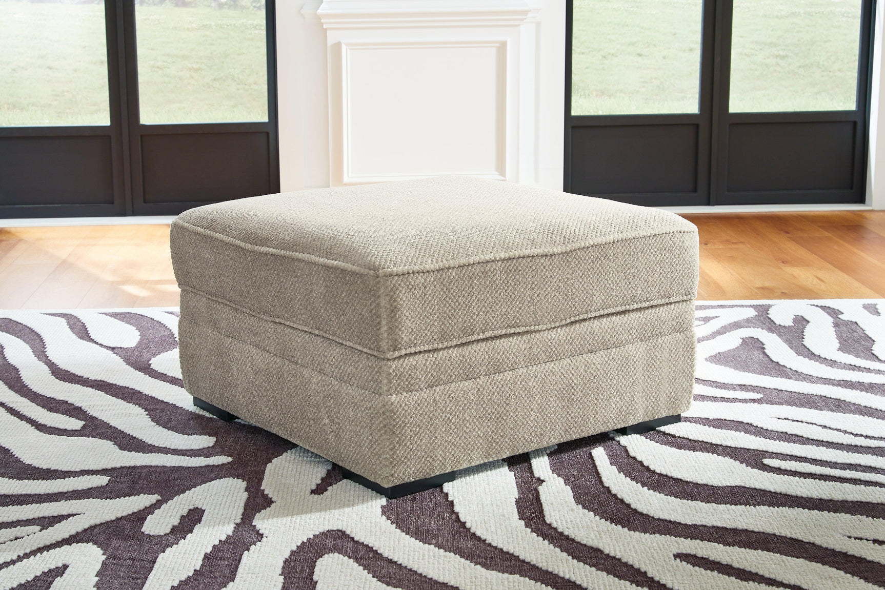 Calnita Sisal Velvet Ottoman With Storage - Ella Furniture