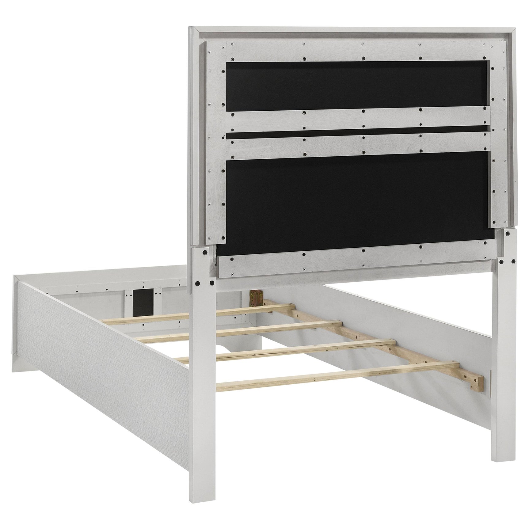 Miranda bed footboard with vertical stripe and textured finish