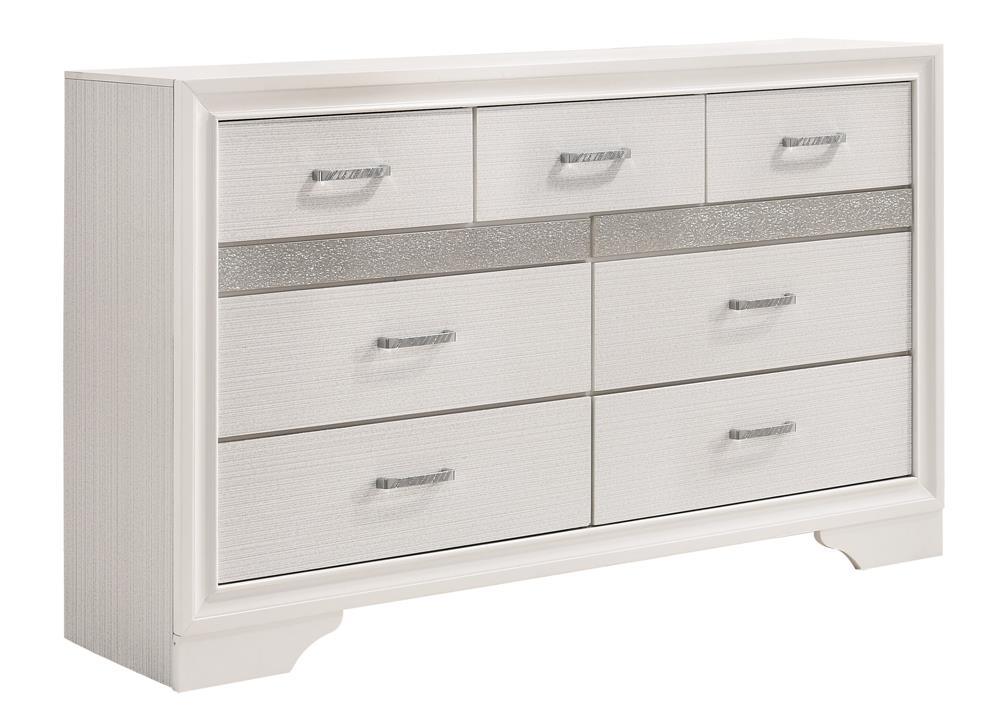 Miranda White Dresser side angle showing drawer detail