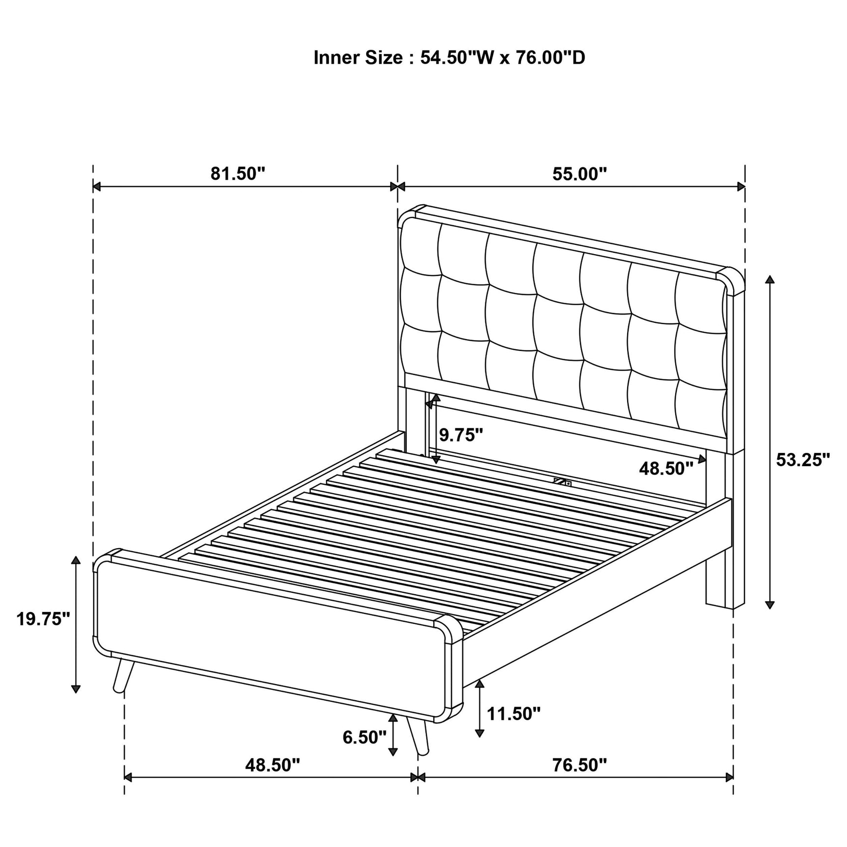 Fabric and foam padding detail on Robyn Wood upholstered headboard
