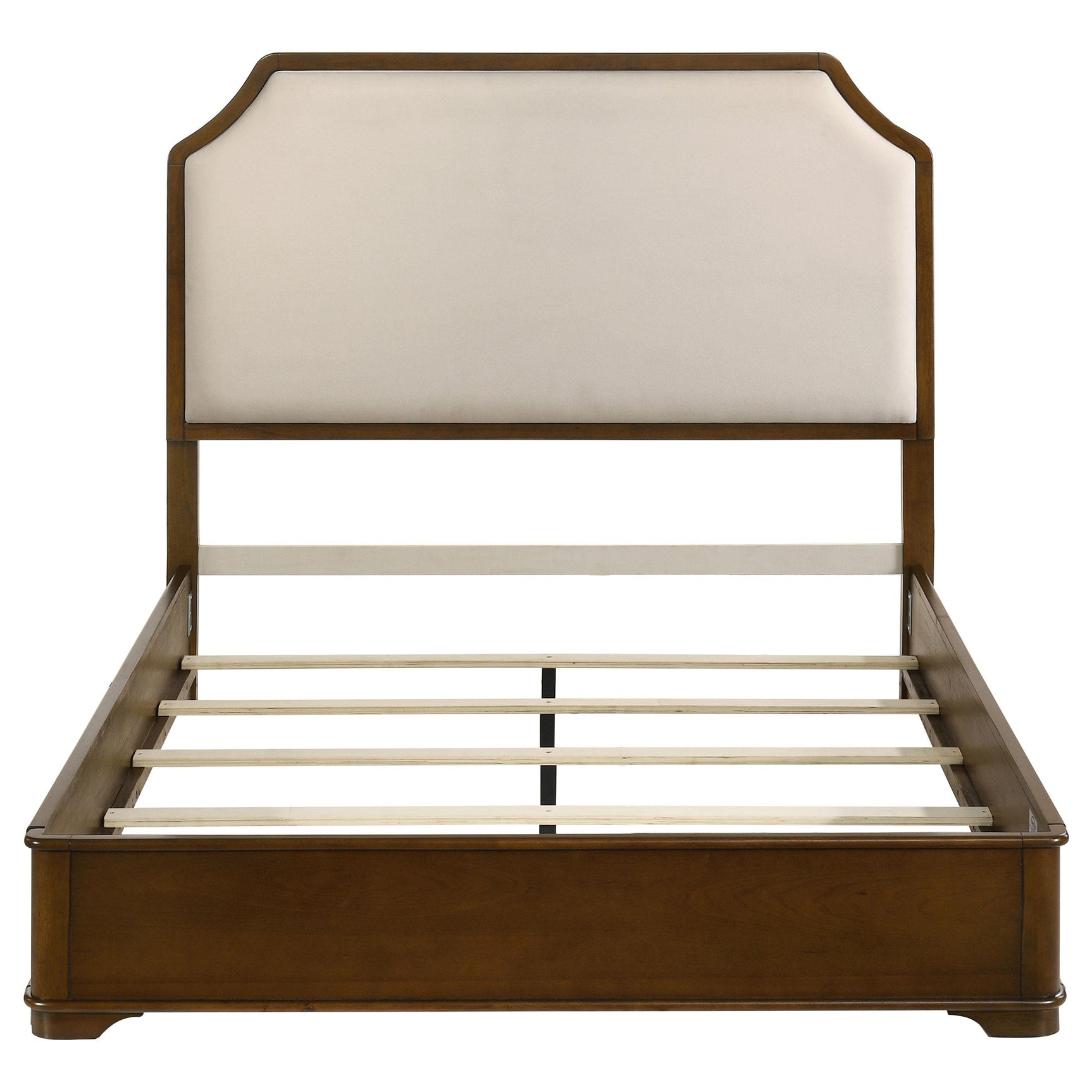 Brown cherry finish on Garland Eastern King Panel Bed frame detail