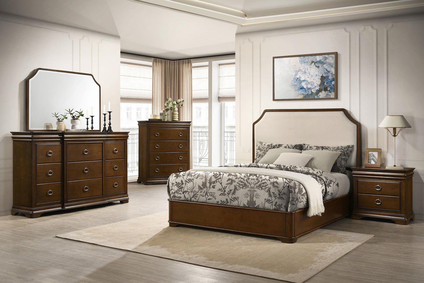 Garland 3-drawer nightstand in brown cherry finish