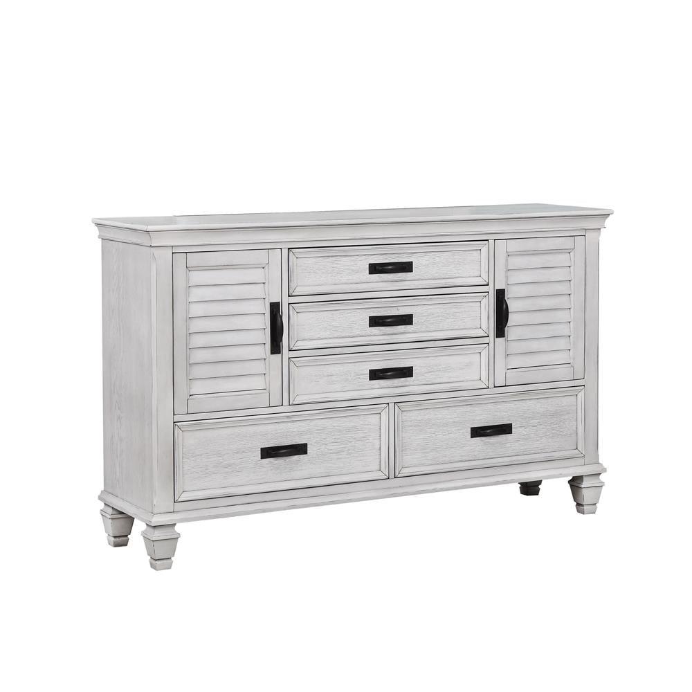 Franco 5-Drawer Dresser Antique White angled view