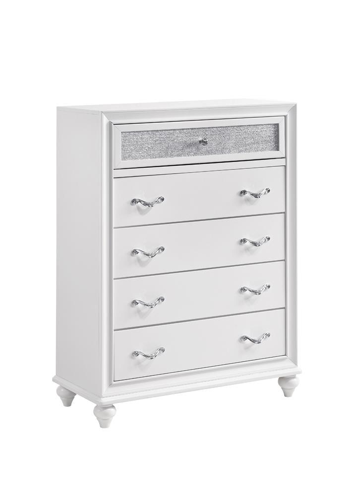 Barzini Chest 5 Drawer White side view