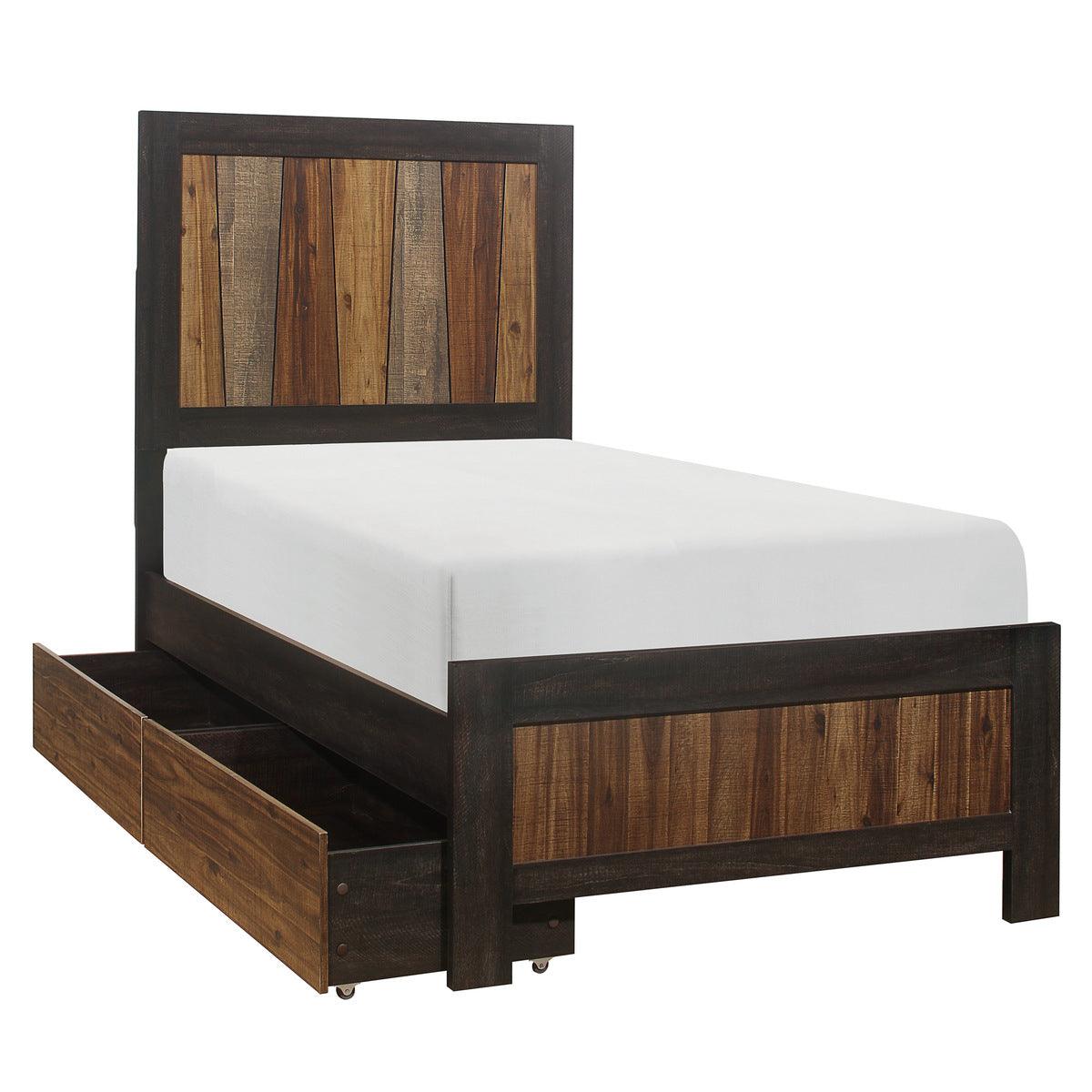 Cooper Multi-Tone Twin Bed with rails visible, angled view