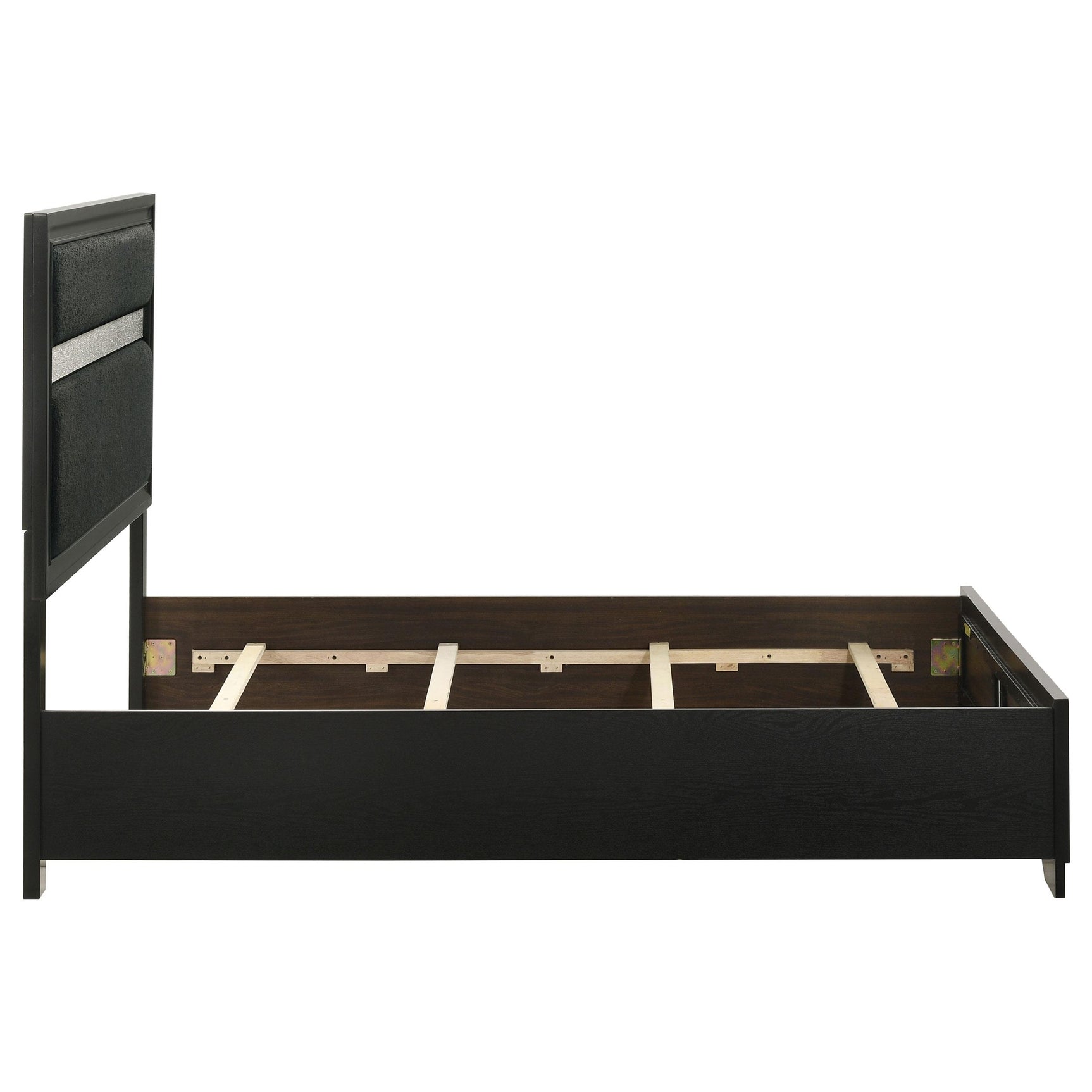 Bed frame showing assembly attachment points