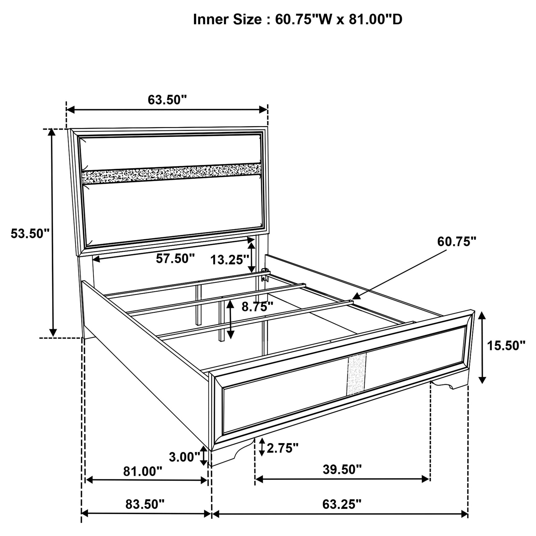Bed side profile with slatted base