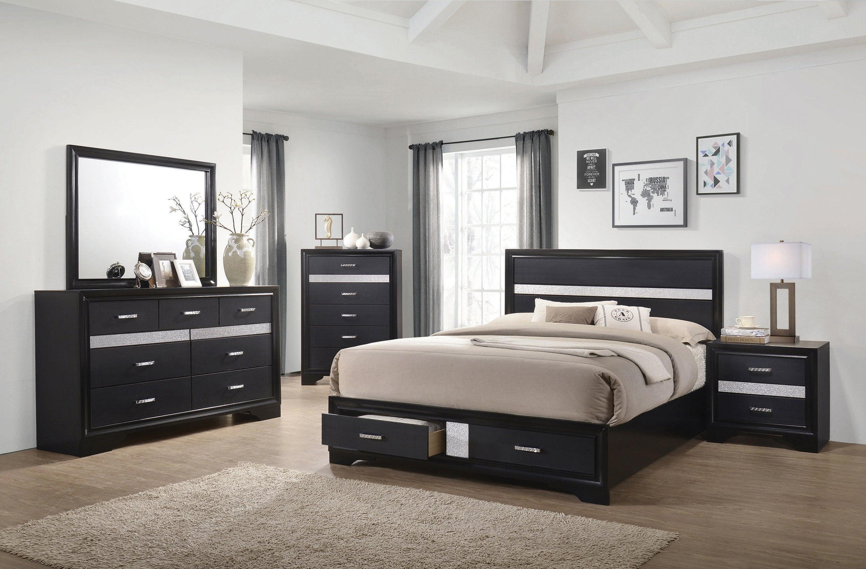 Miranda Rectangular Mirror Black - Ella Furniture
