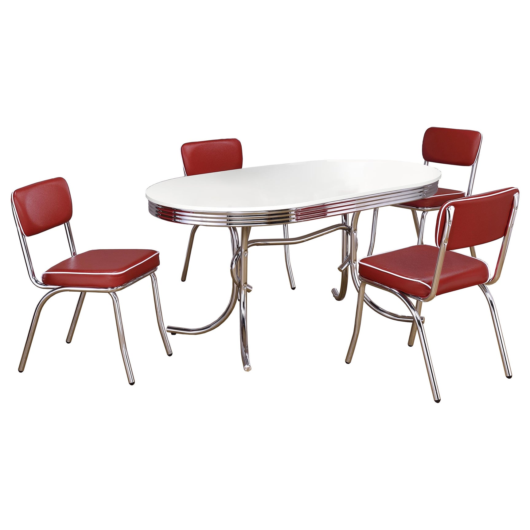 Room view of Retro White Red Oval Dining Room Set dining room furniture