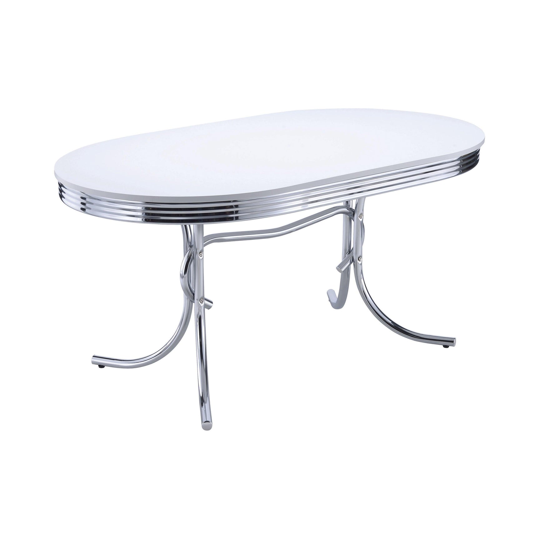 Dining chair side profile in red upholstery and chrome finish