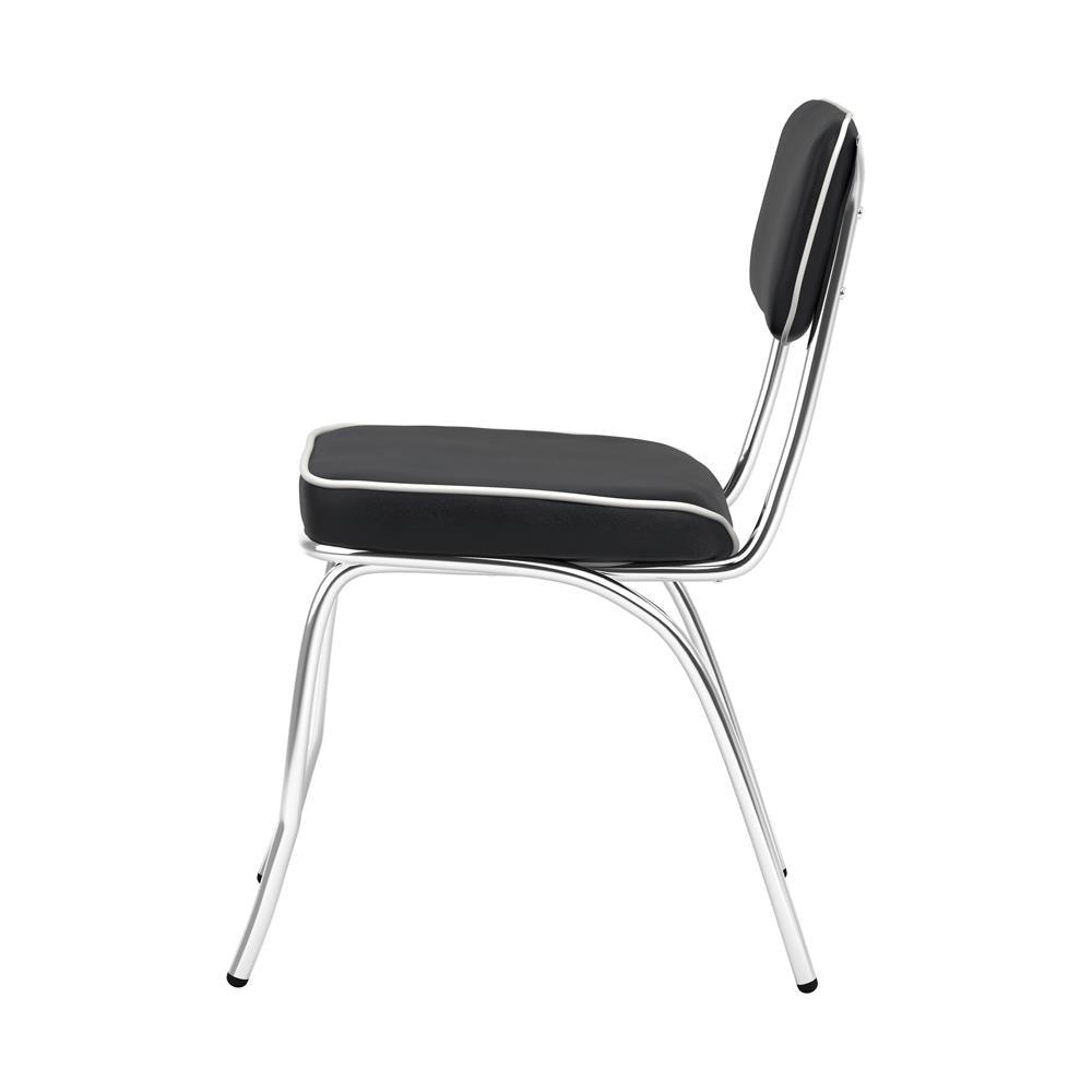 Coaster Retro Black and Chrome Dining Chair seating detail