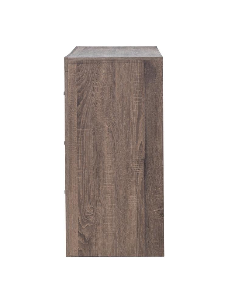 Side angle of Brantford dresser highlighting beveled top edges