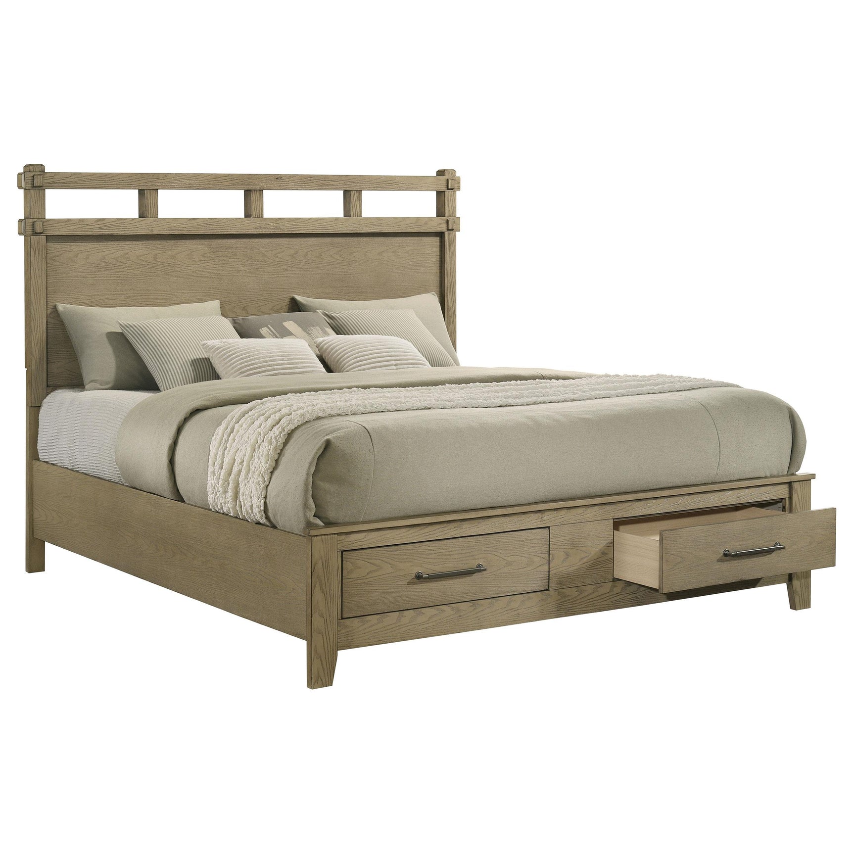 Close-up of footboard drawers with Kenlin metal glides