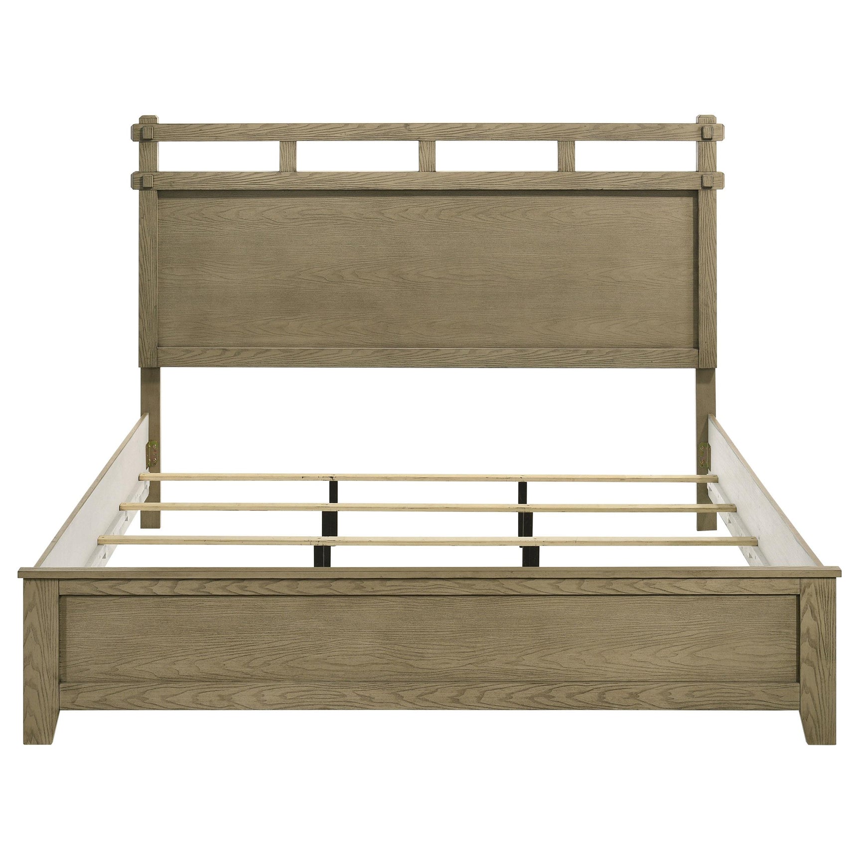 Detailed view of open-slat headboard