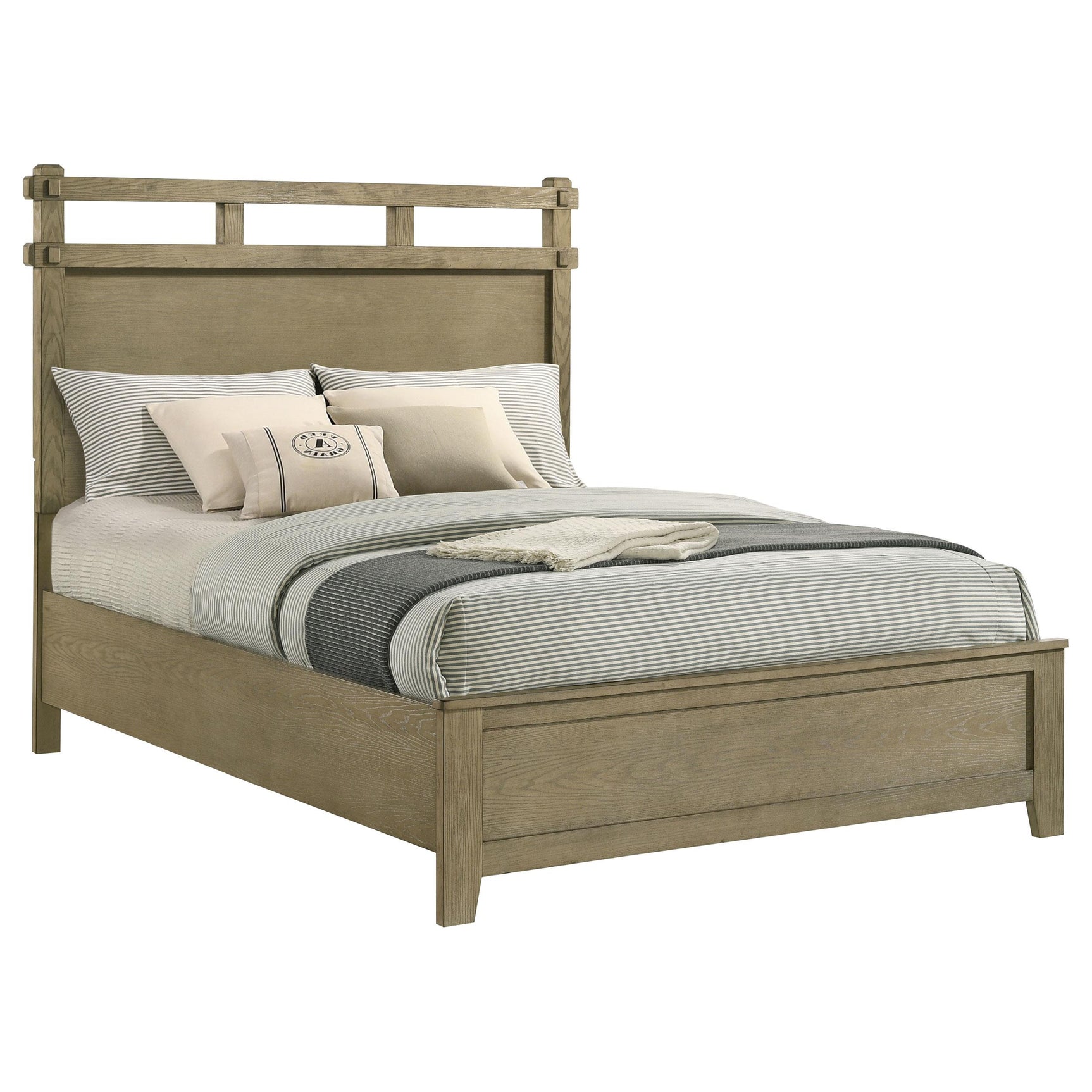 Close-up of vineyard oak wood grain texture on bed frame