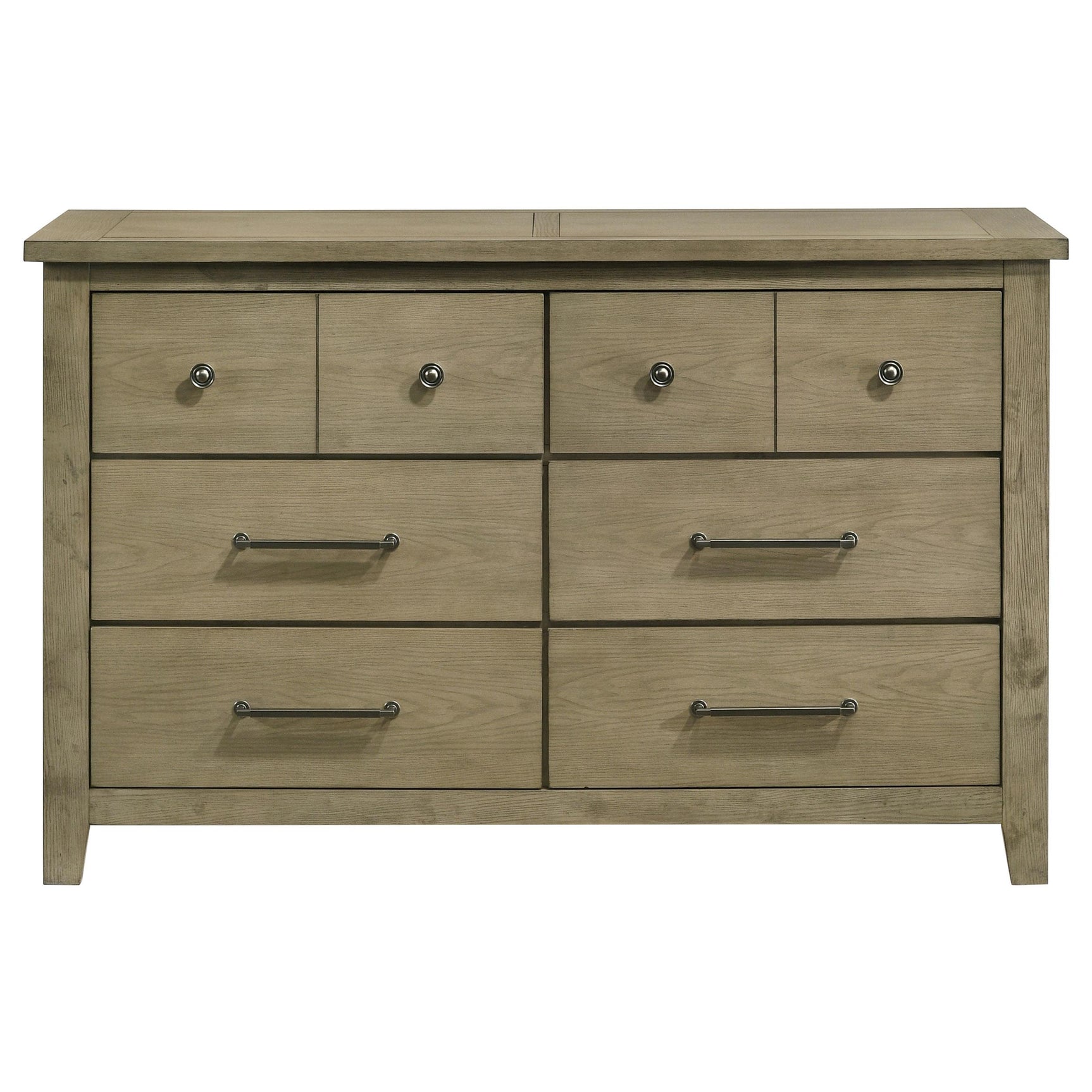 Side view of Hazlewood 6-drawer dresser showing thickness and finish