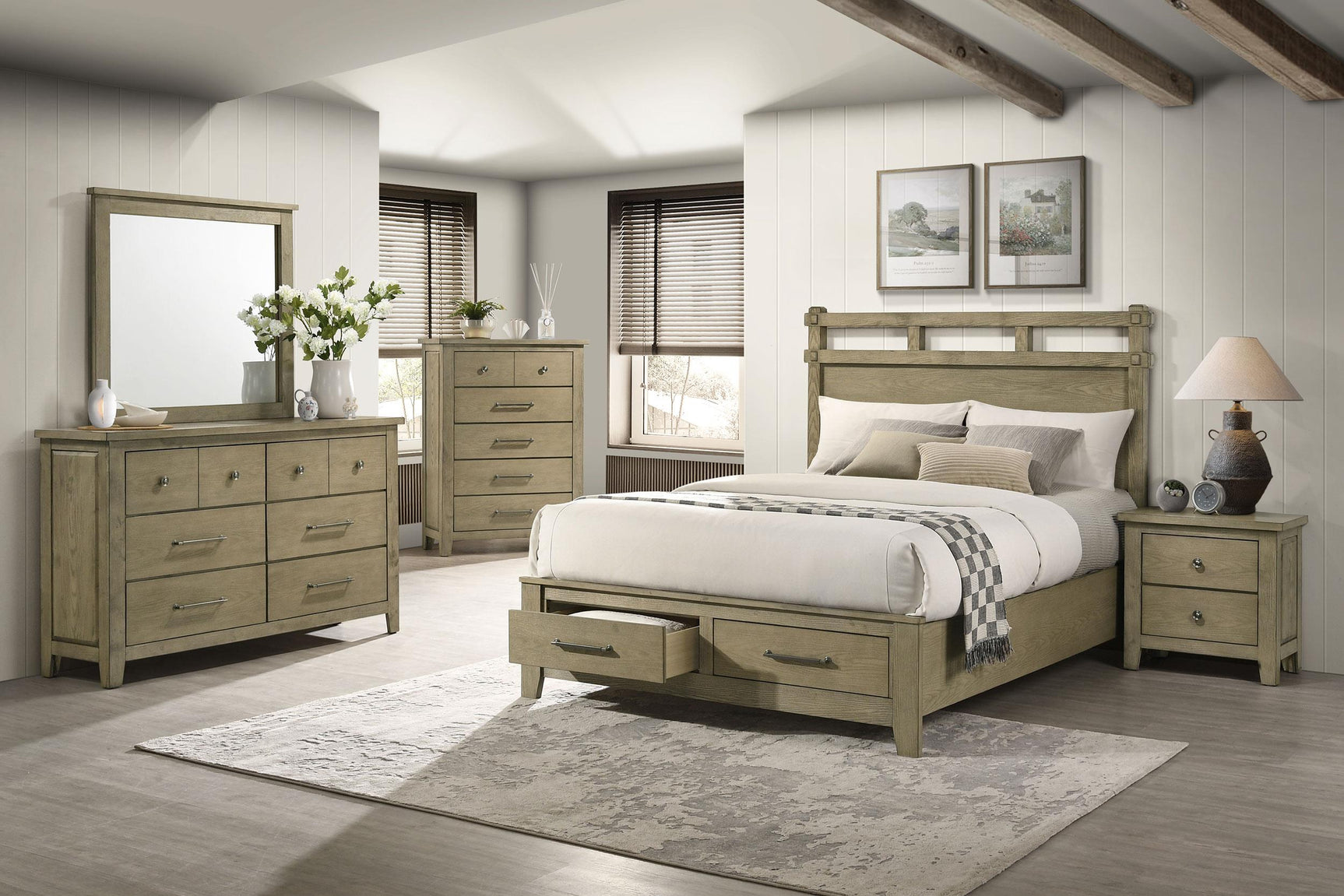 Horizontal dresser mirror in vineyard oak finish