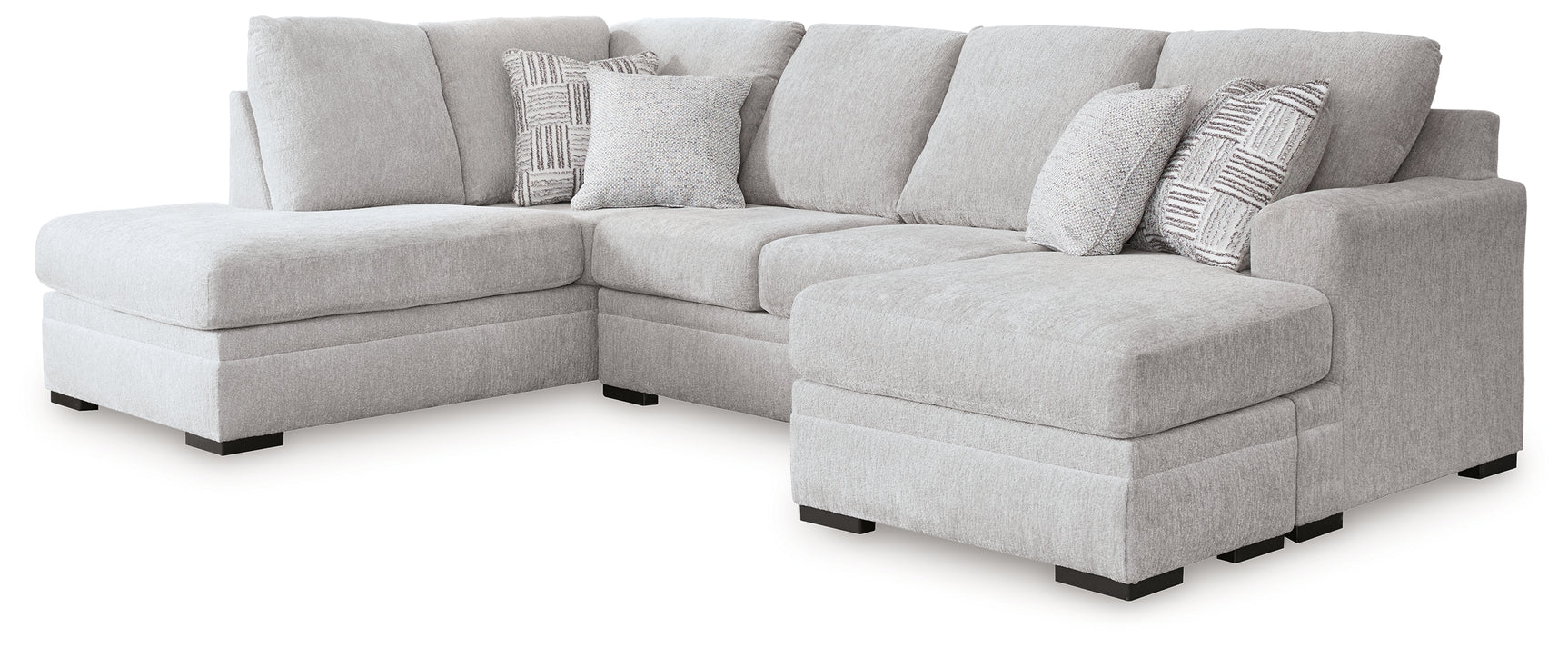 Side view of Gabyleigh sectional with chaise in nickel fabric