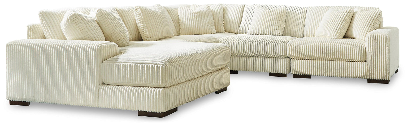 side view of Lindyn Ivory 5-Piece Sectional Sofa in ivory