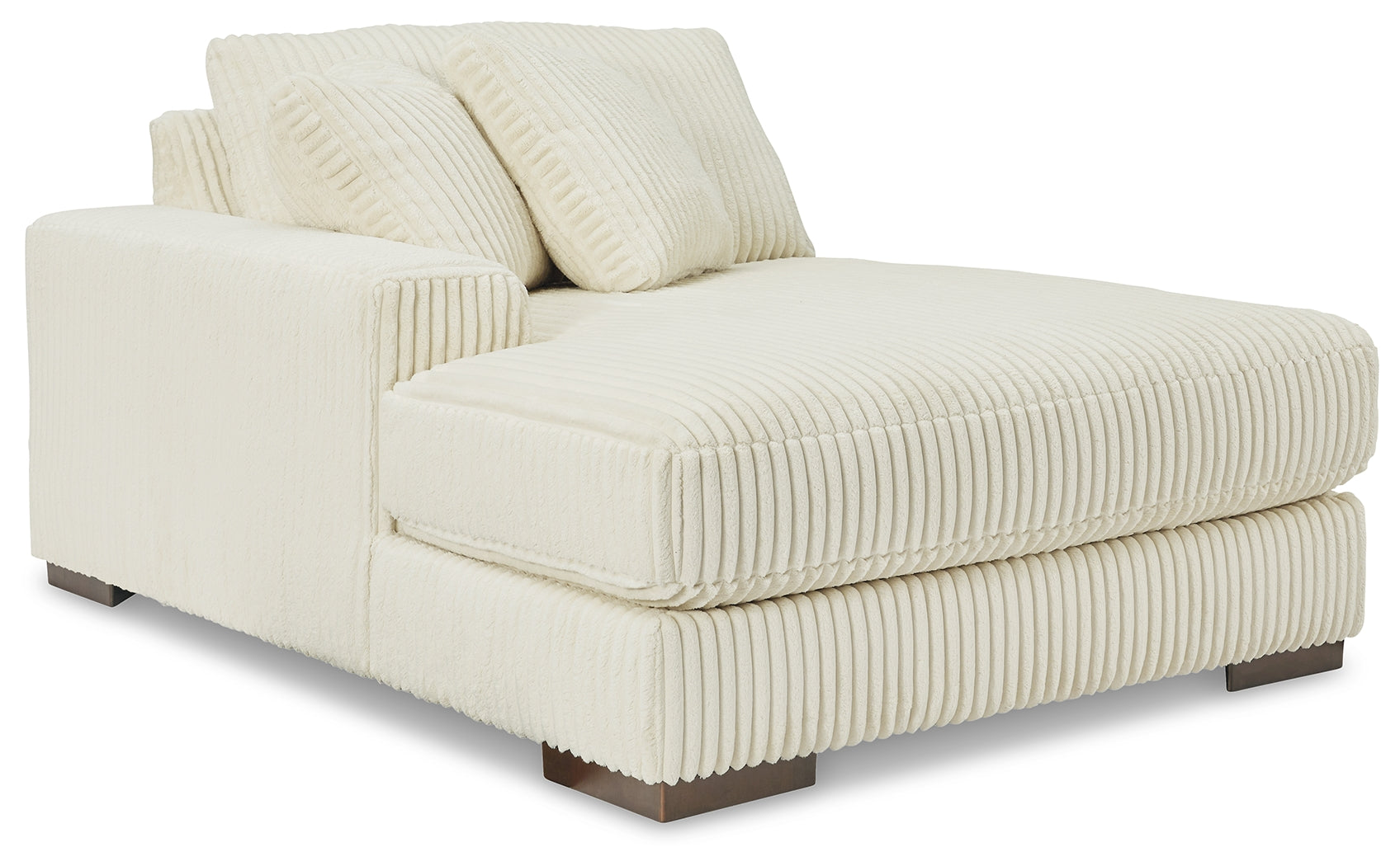 Detail of upholstery on Lindyn Ivory Super Chaise sectional sofa